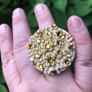 Hand crafted ring from an oversized vintage earring
